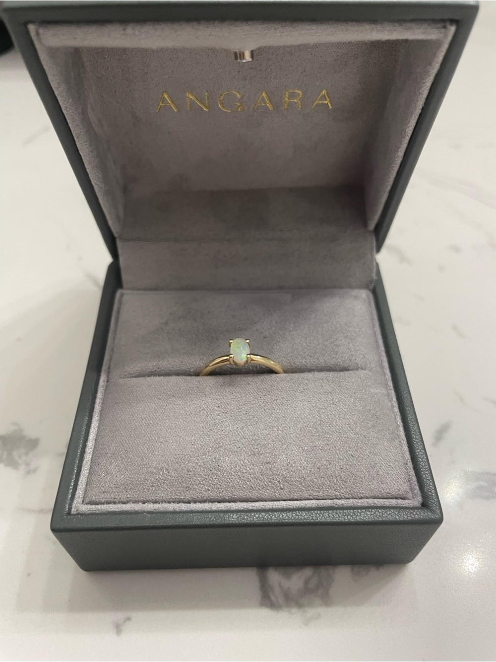 14K Gold Opal Classic Solitaire Ring size 6